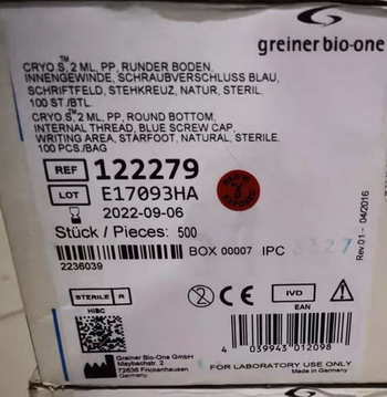 Greiner格瑞納凍存管127279,127280,122279,122263